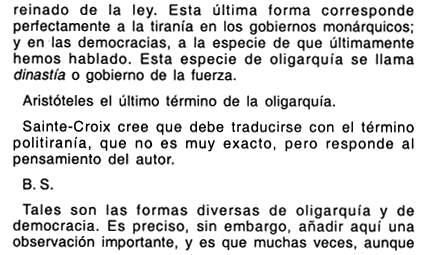 Fragmento de Aristóteles, Política, VI:5, Grupo Editorial Megabyte, Lima 2004