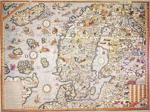 Olaus Magnus, Carta Marina et Descriptio Septentrionalium Terrarum, Venecia 1539, 1700x1250 mm