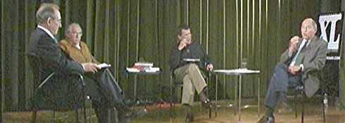 Manuel Fraijó, Gustavo Bueno, Fernando Sánchez Dragó y José Antonio Marina en Sevilla, el jueves 24 de abril de 2003