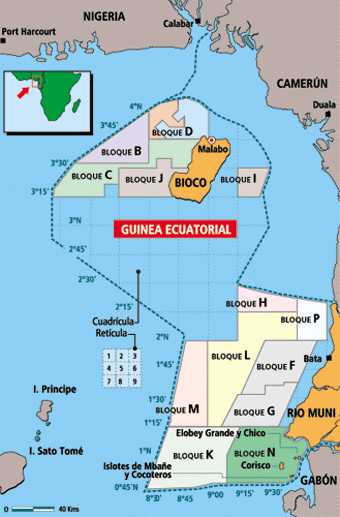 Mapa petrol&iacute;fero del Golgo de Guinea