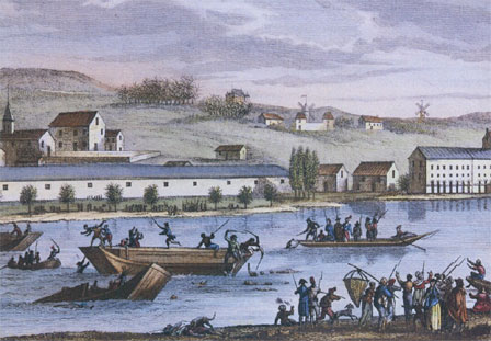 Los ahogamientos de Nantes de 1793 (grabado de Duplessis-Berteaux)
