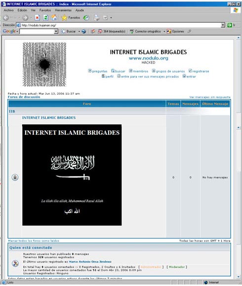 Los foros de nódulo invadidos por las Internet Islamic Brigades