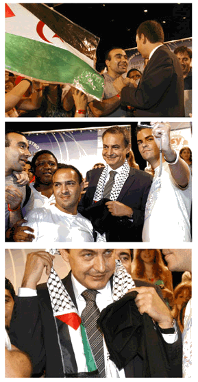 José Luis Rodríguez Zapatero se coloca símbolos árabes el 17 de julio de 2006