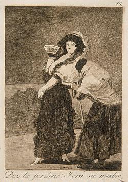 Goya, Caprichos (1799), 16. Dios la perdone: Y era su madre Goya, Caprichos (1799), 16. Dios la perdone: Y era su madre