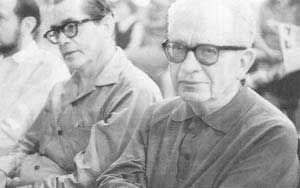Adolfo Sánchez Vázquez y Max Aub en encuentro de exiliados españoles, México 1968