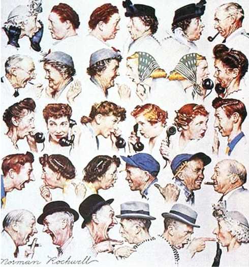 Norman Rockwell (1894-1978), The Gossip (The Saturday Evening Post, 6 marzo 1948) Norman Rockwell (1894-1978), The Gossip (The Saturday Evening Post, 6 marzo 1948)
