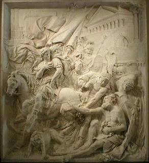 El encuentro de Alejandro con Diógenes", bajorrelieve en mármol de Pierre Pujet (1680) El encuentro de Alejandro con Diógenes", bajorrelieve en mármol de Pierre Pujet (1680)