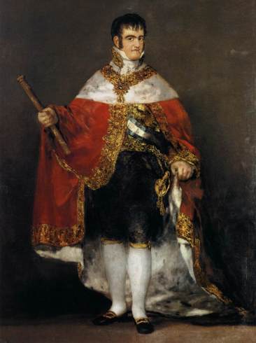 Goya, Fernando VII con manto real