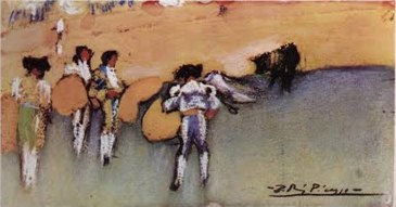 Picasso, Toreros y toro a la expectativa, 1900