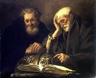 Hendrick ter Brugghen, Her&aacute;clito y Dem&oacute;crito, colecci&oacute;n Luigi Koelliker, Mil&aacute;n