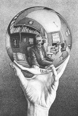 M. C. Escher, Mano con esfera reflectante, 1935