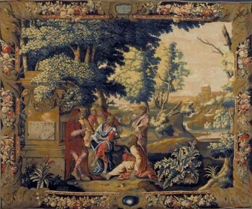 La Academia de Plat&oacute;n, Tapiz del siglo XVII, Taller Mortlake, Londres