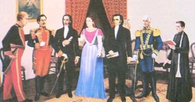 En casa de Manuela Ca&ntilde;izares se prepara el 10 de agosto de 1809 de Quito
