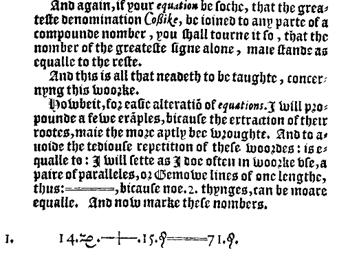 Roberto Recorde, The Whetstone of Witte, 1557