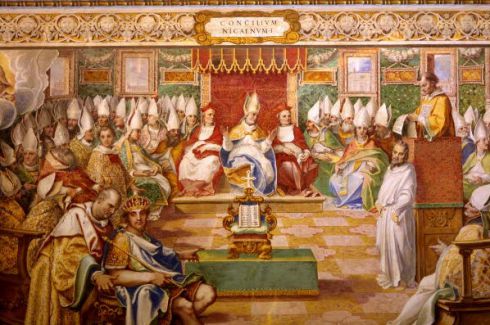 Constantino presidiendo el Concilio de Nicea
