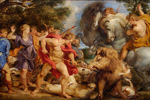 La caza del jabal&iacute; de Caledonia (1618)