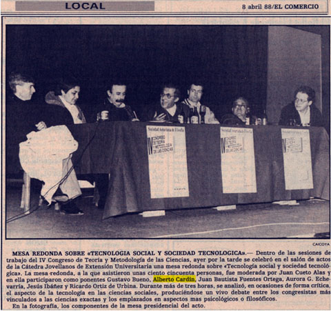 Alberto Card&iacute;n, Juan Cueto, Gustavo Bueno