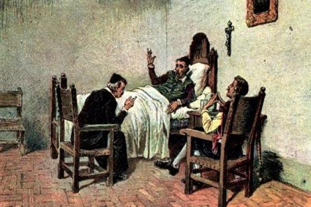 don Quijote con el cura teólogo y el barbero filósofo Quijote