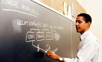 Obama desarrollando las tácticas de Alinsky, en la Universidad de Chicago Obama